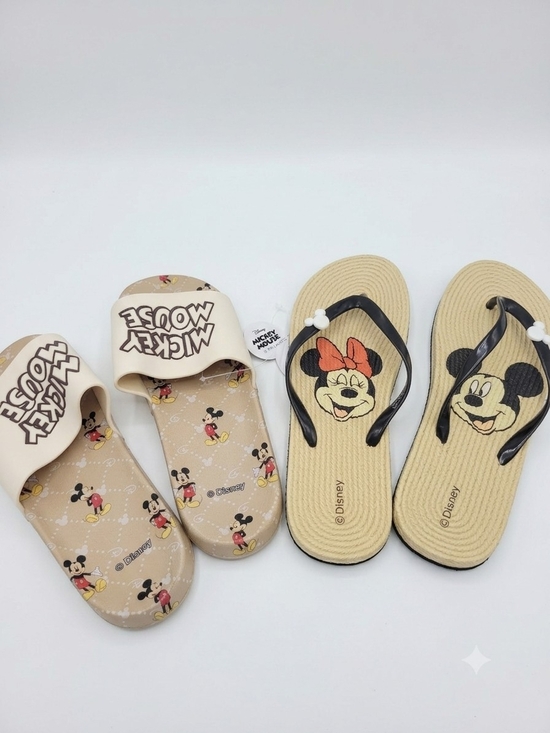 Disney Shoes - Disney Womens  Beige Mickey & Minnie Slide Sandals 2 pair